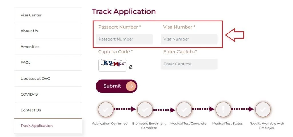 MOI Qatar Visa check on the Qatar Visa Centre (QVC) Website