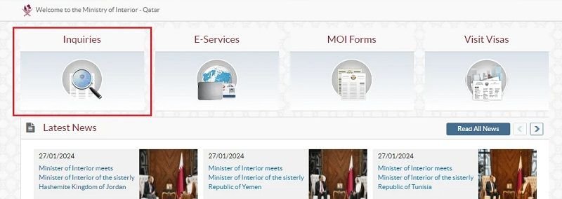 MOI Qatar Visa Status Check Online