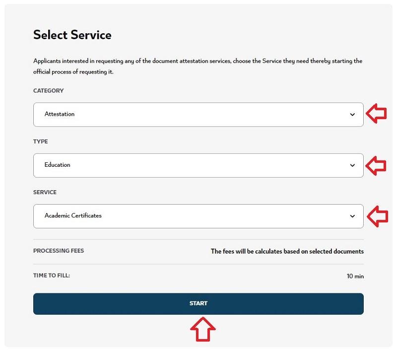 Choose required details-Document Attestation