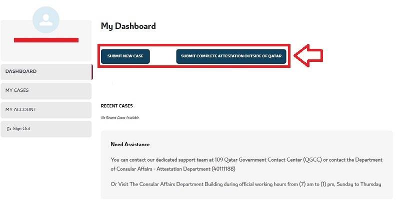 Go to Your Dashboard-Document Attestation